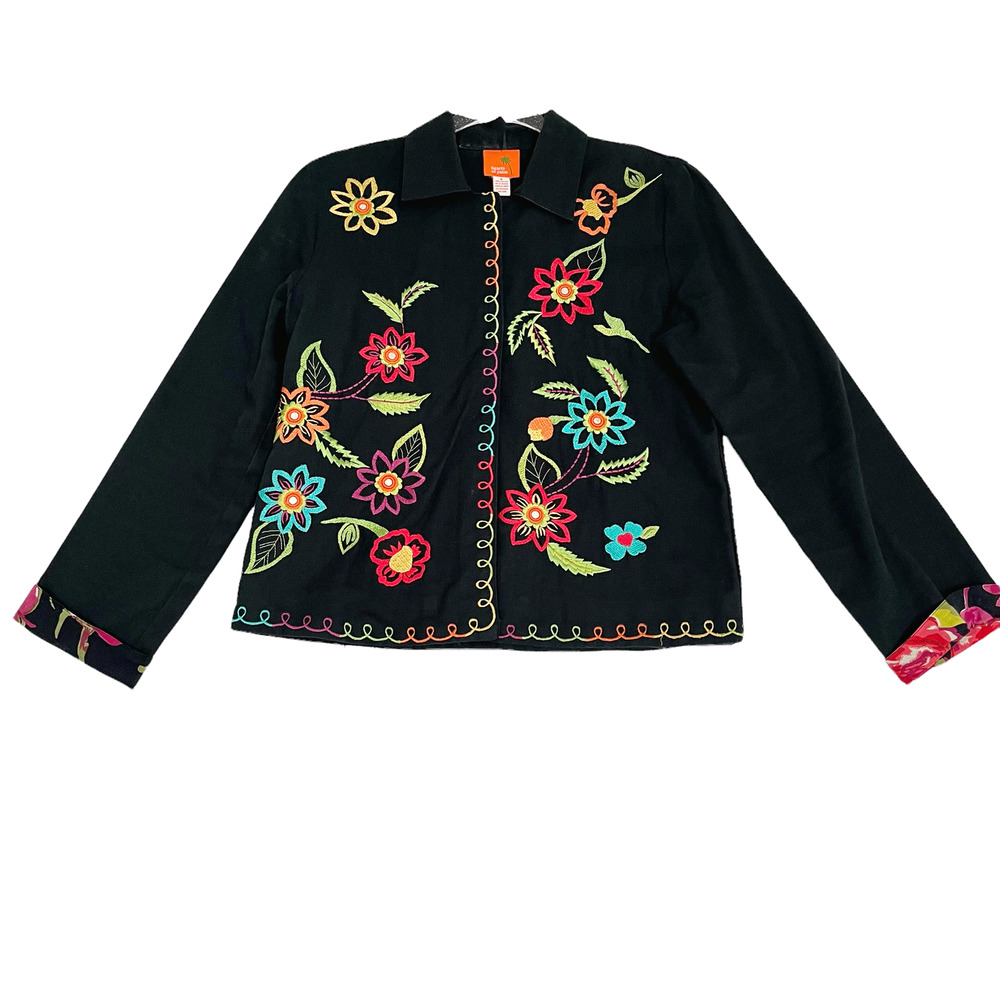 Embroidred Bohemian Style Cotton Jacket Women Size 8